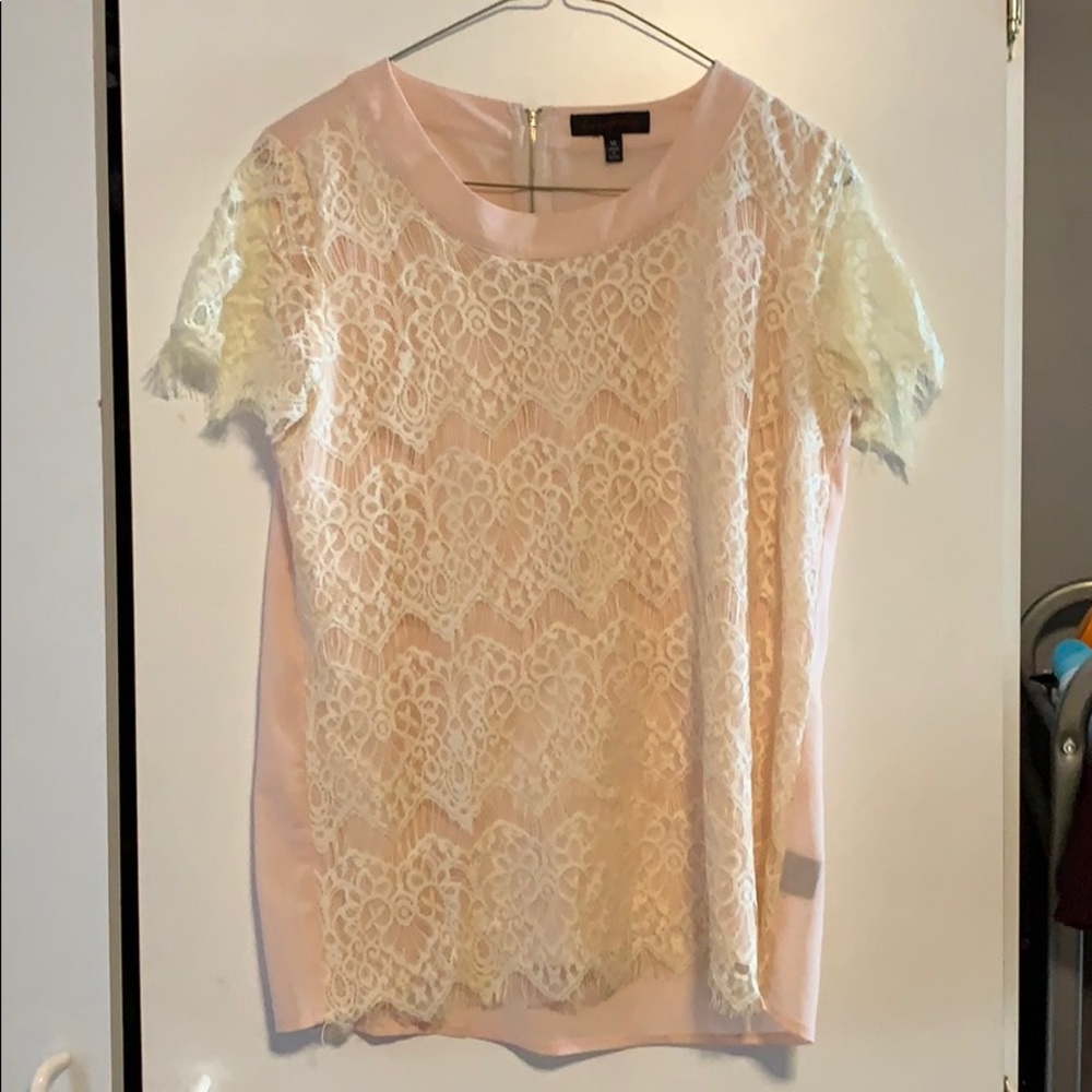 Cream lace and pink blouse. Size medium. Like new